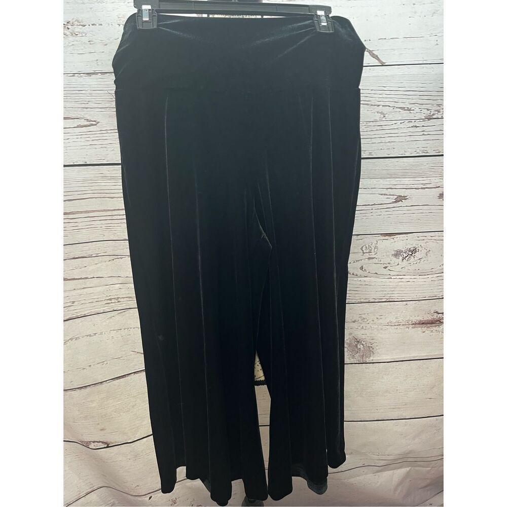 Black Velvet Wide Leg Cropped Pants,‎ Soft Comfortable Lounge, Casual